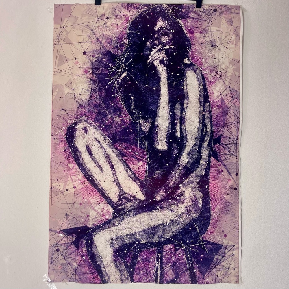 Contemporary Purple & Pink Figurative Art Print - Unbranded